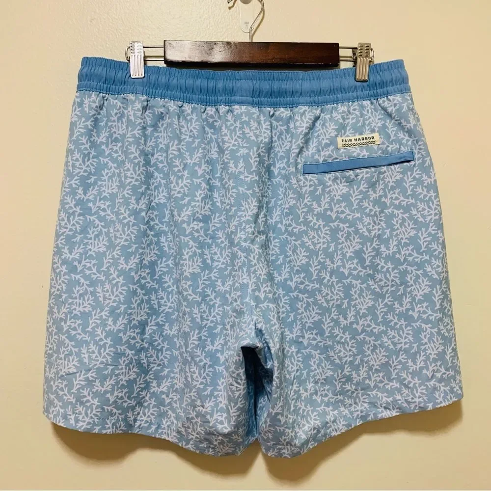 Fair Harbor Blue Coral Print Men's Swim Shorts size xxl